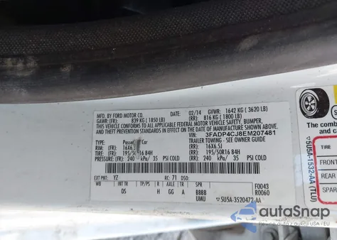 2014 Ford Fiesta Titanium from USA, damaged, VIN 3FADP4CJ8EM207481